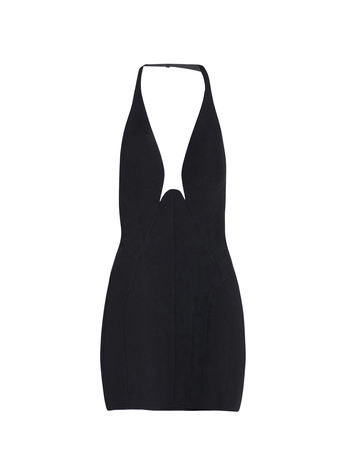 BLACK // black tailored halter dress