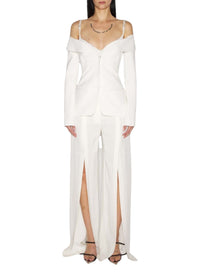 SNOW // white sculptural off-shoulder jacket