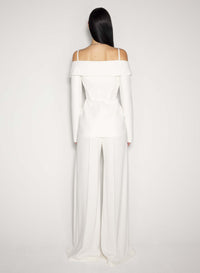 WHITE SCULPTURAL OFF-SHOULDER JACKET