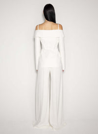 SNOW // white sculptural off-shoulder jacket