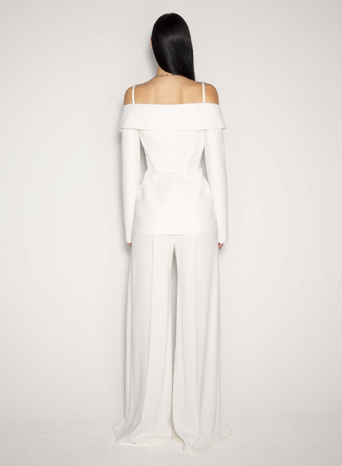 SNOW // white sculptural off-shoulder jacket