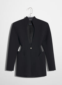 BLACK SCULPTURAL LONG  JACKET