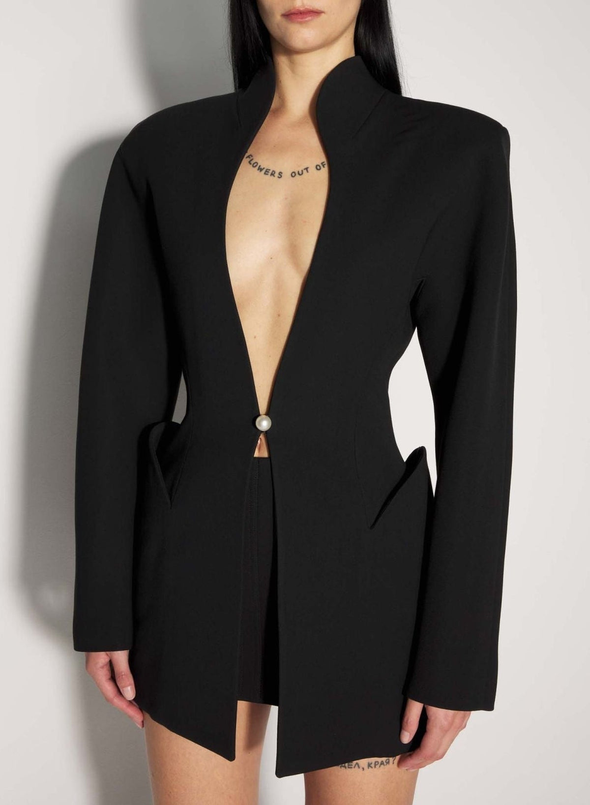 BLACK // black sculptural long jacket