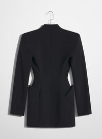 BLACK SCULPTURAL LONG  JACKET