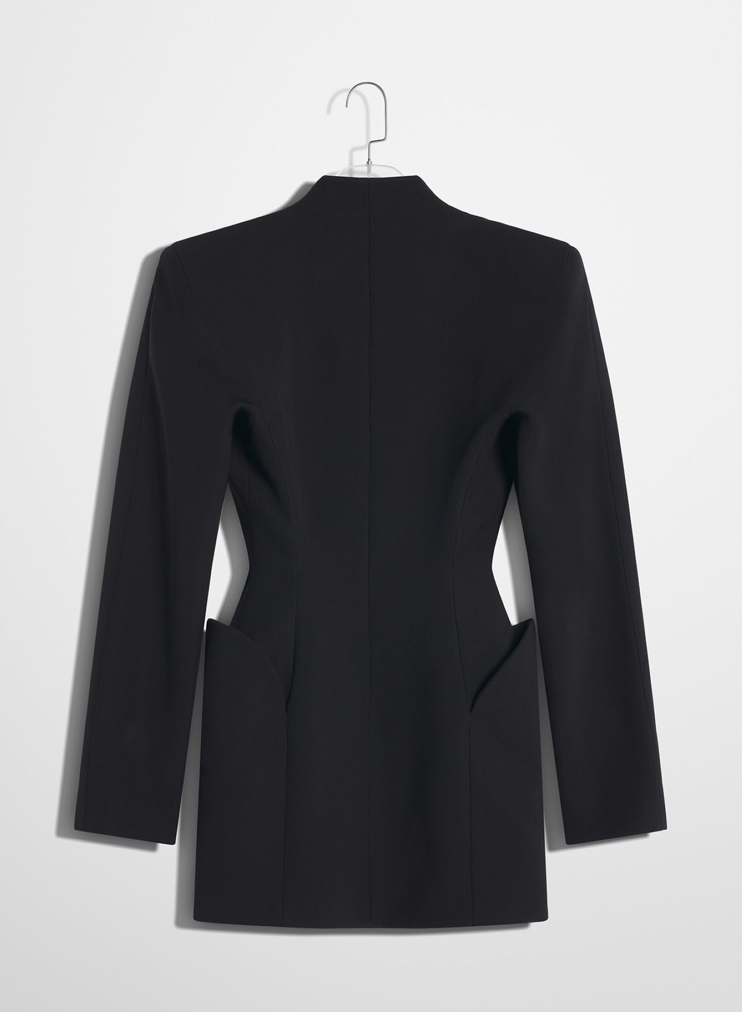 BLACK SCULPTURAL LONG  JACKET