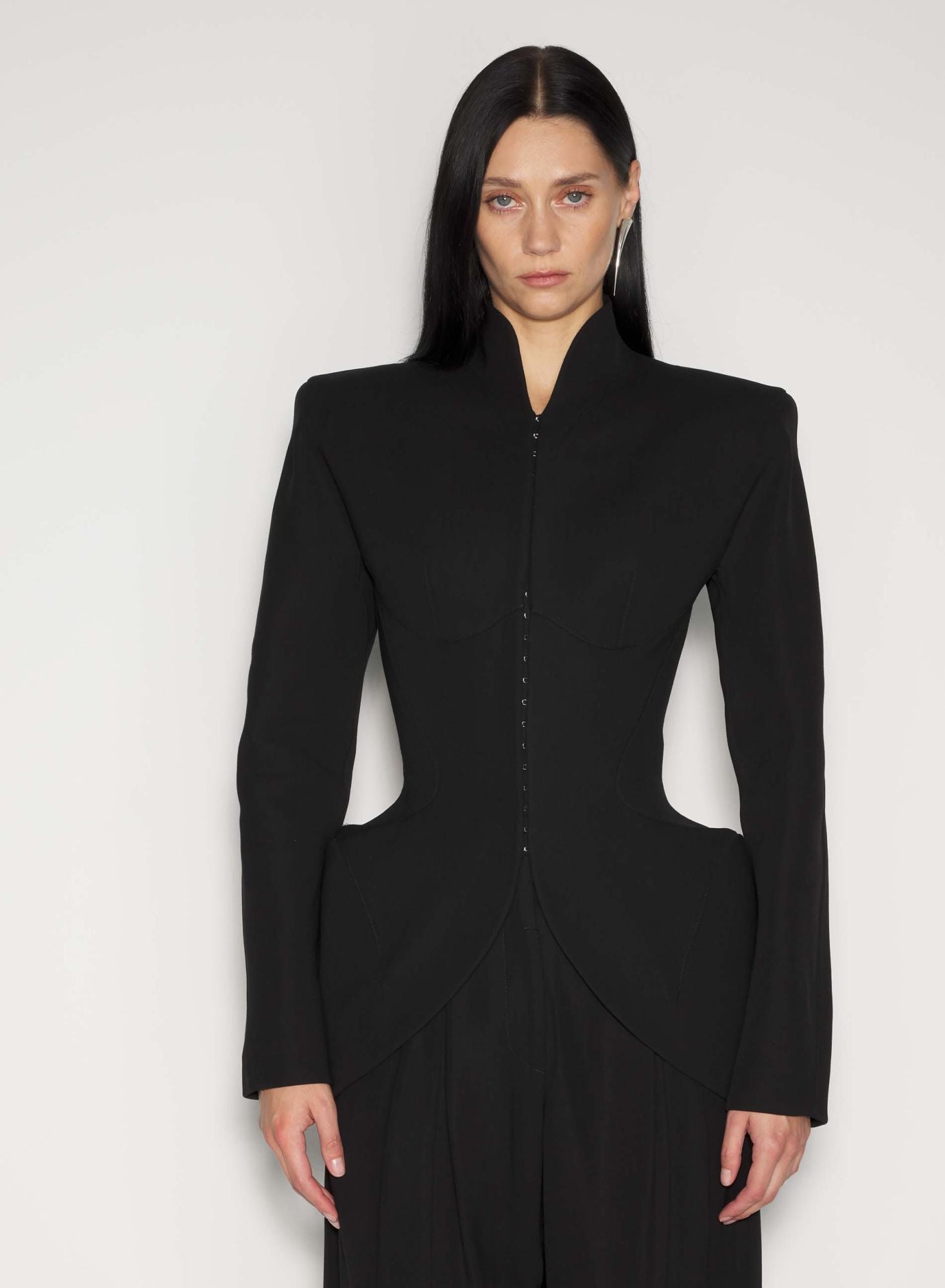 BLACK HOOK & EYE SCULPTURAL JACKET