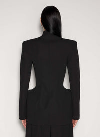 BLACK // black hook & eye sculptural jacket