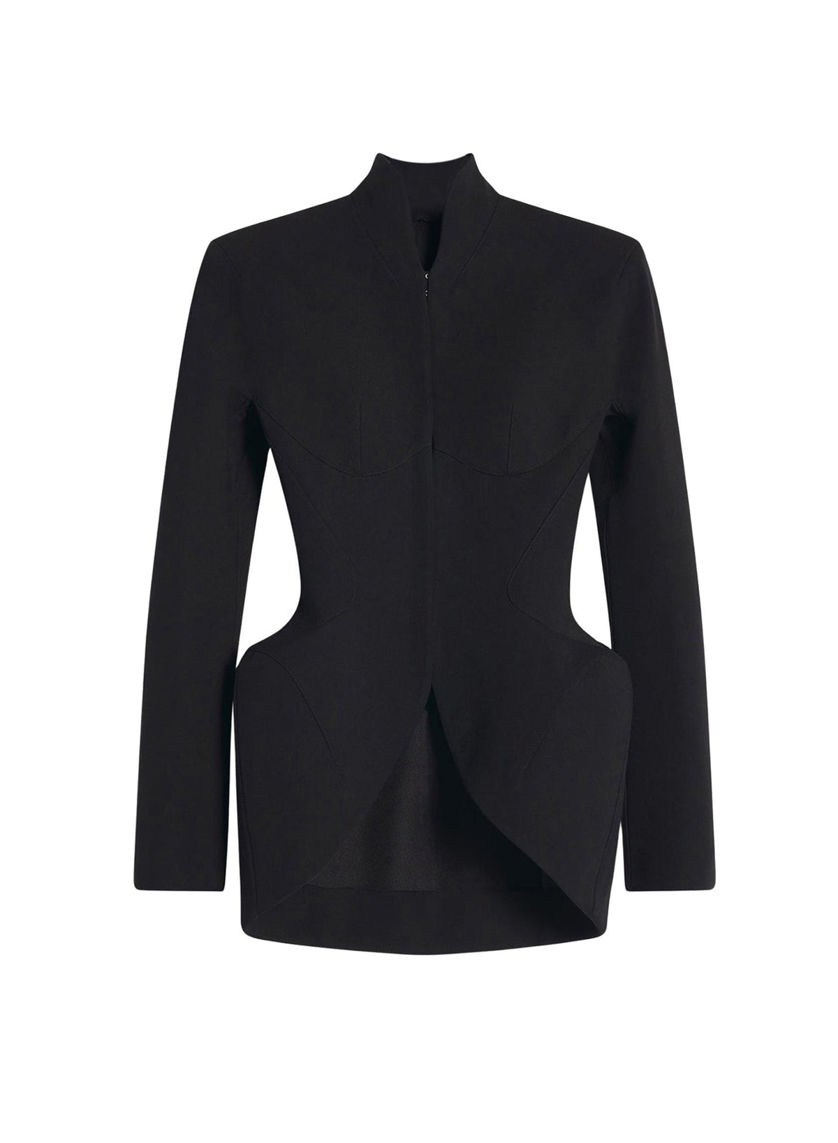 BLACK // black hook & eye sculptural jacket