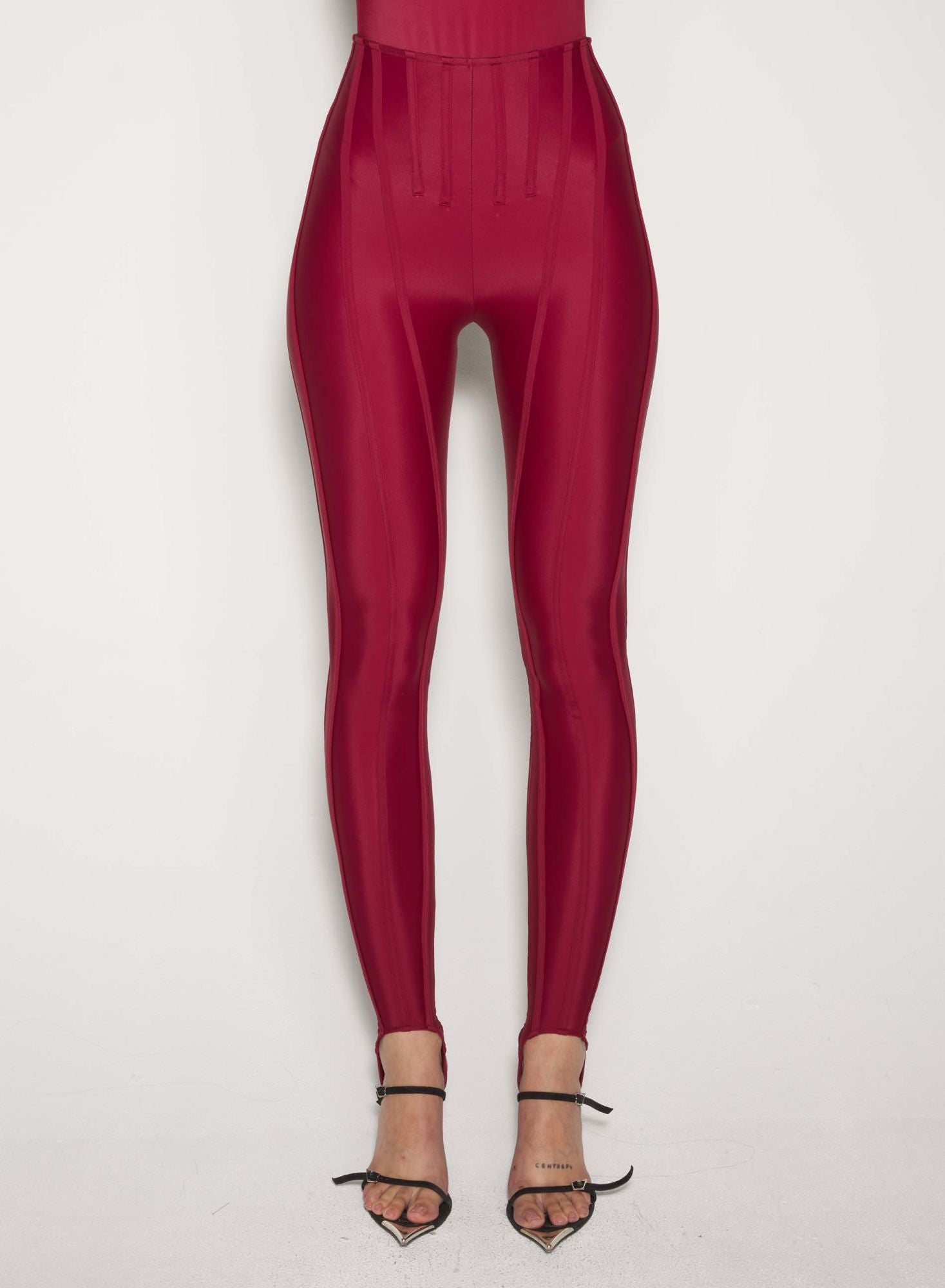 RED CORSETED LEGGINGS