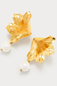 Boucle d'oreille Sonia en laiton avec pierre fine - White