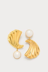 15qty NEW / WHITE SONIA CROISSANT STONE RETAIL boucles d'oreilles asymétriques avec pierres