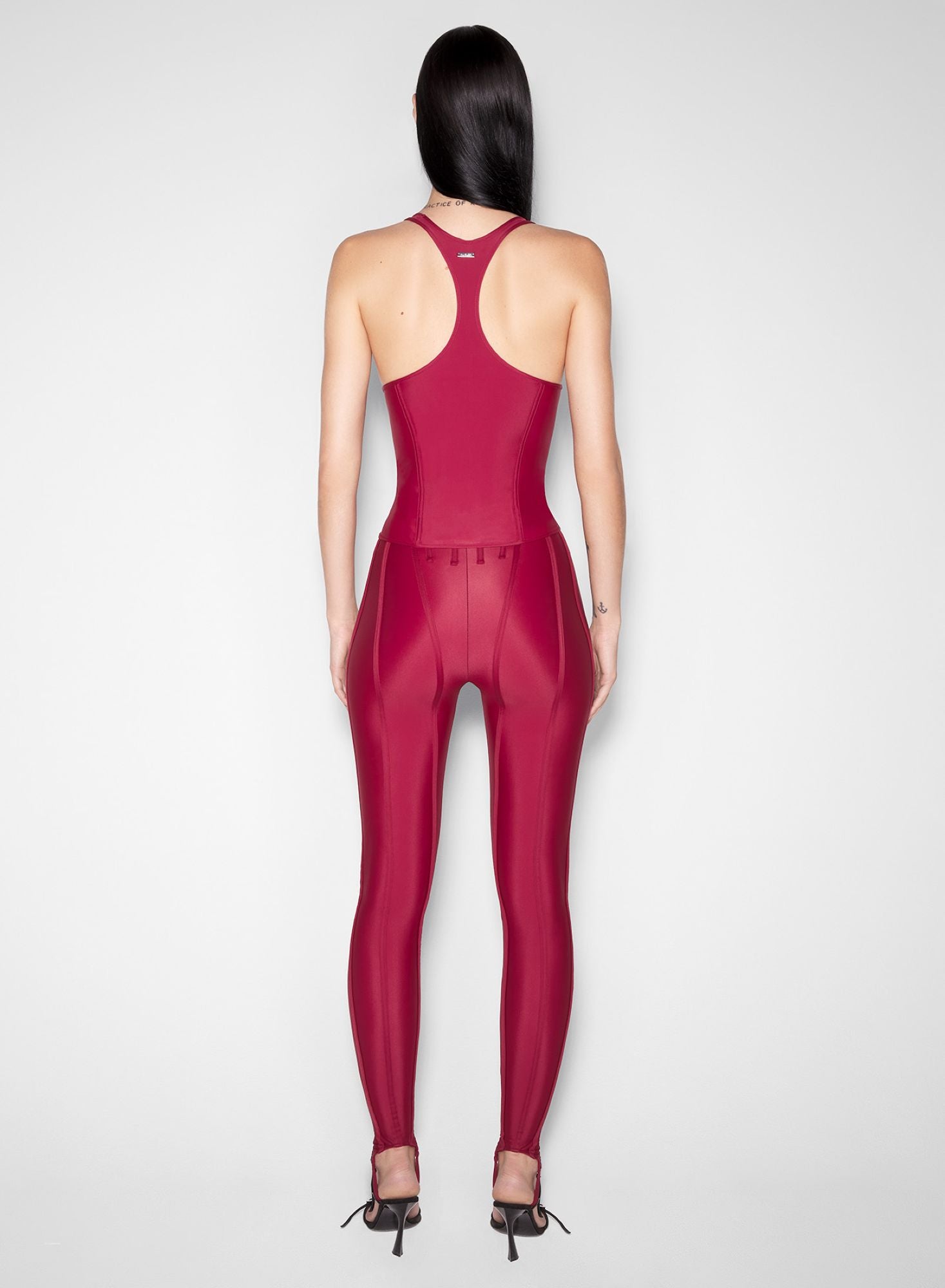RED CORSETED TANK TOP