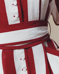 WHITE & FUCHSIA // AMOAKO-DRESS SHORT LARGE STRIPES