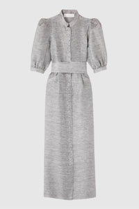 Robe longue Amoako à manches bouffante en lin - Grey