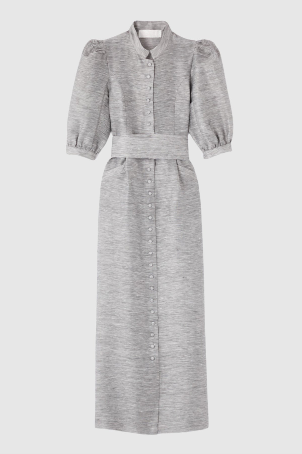 Robe longue Amoako à manches bouffante en lin - Grey