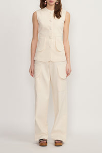 Pantalon cargo Lee-Jin en denim - Écru