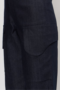 Pantalon cargo Lee-Jin en denim brut - Dark Blue