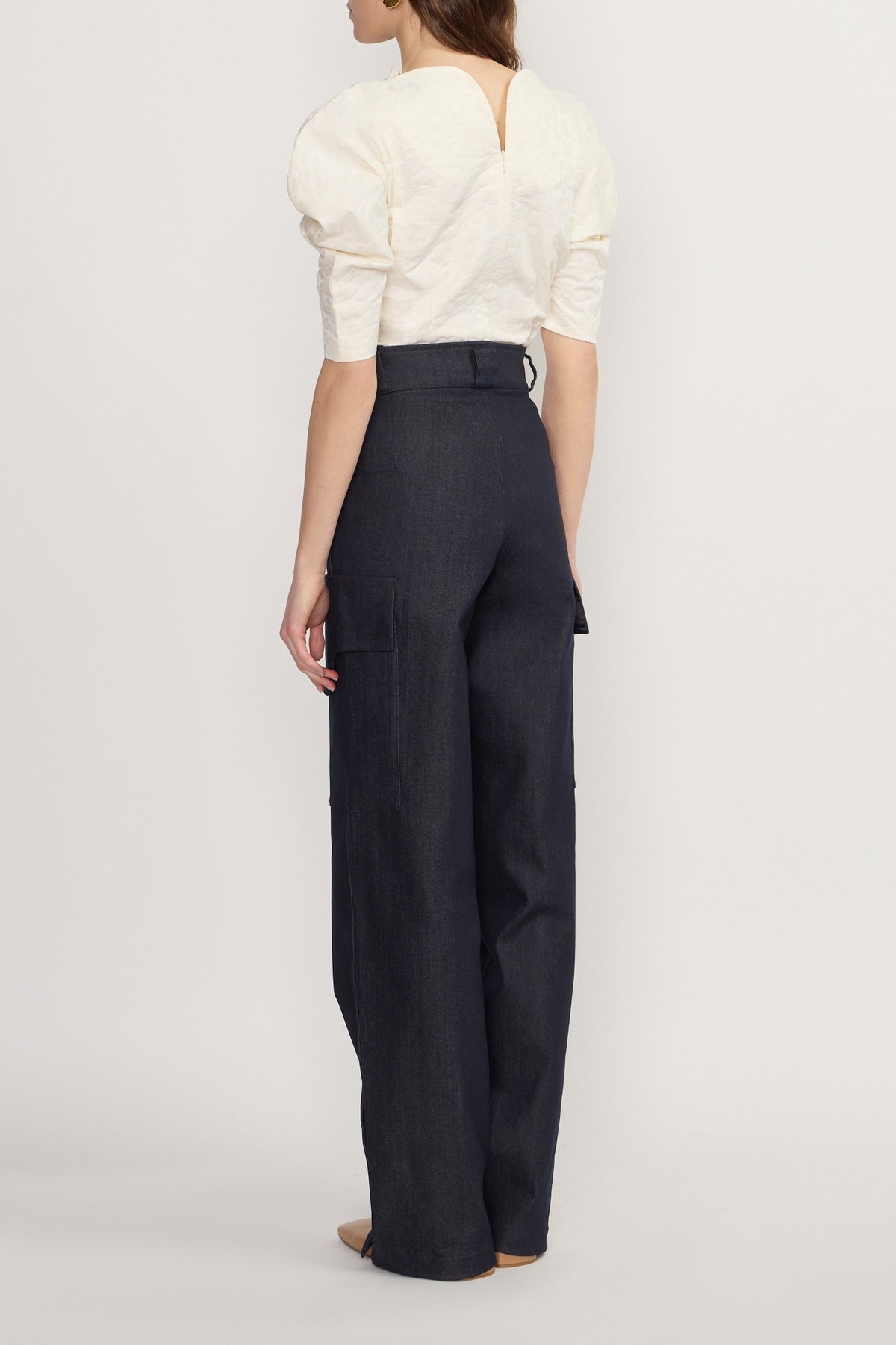 Pantalon cargo Lee-Jin en denim brut - Dark Blue