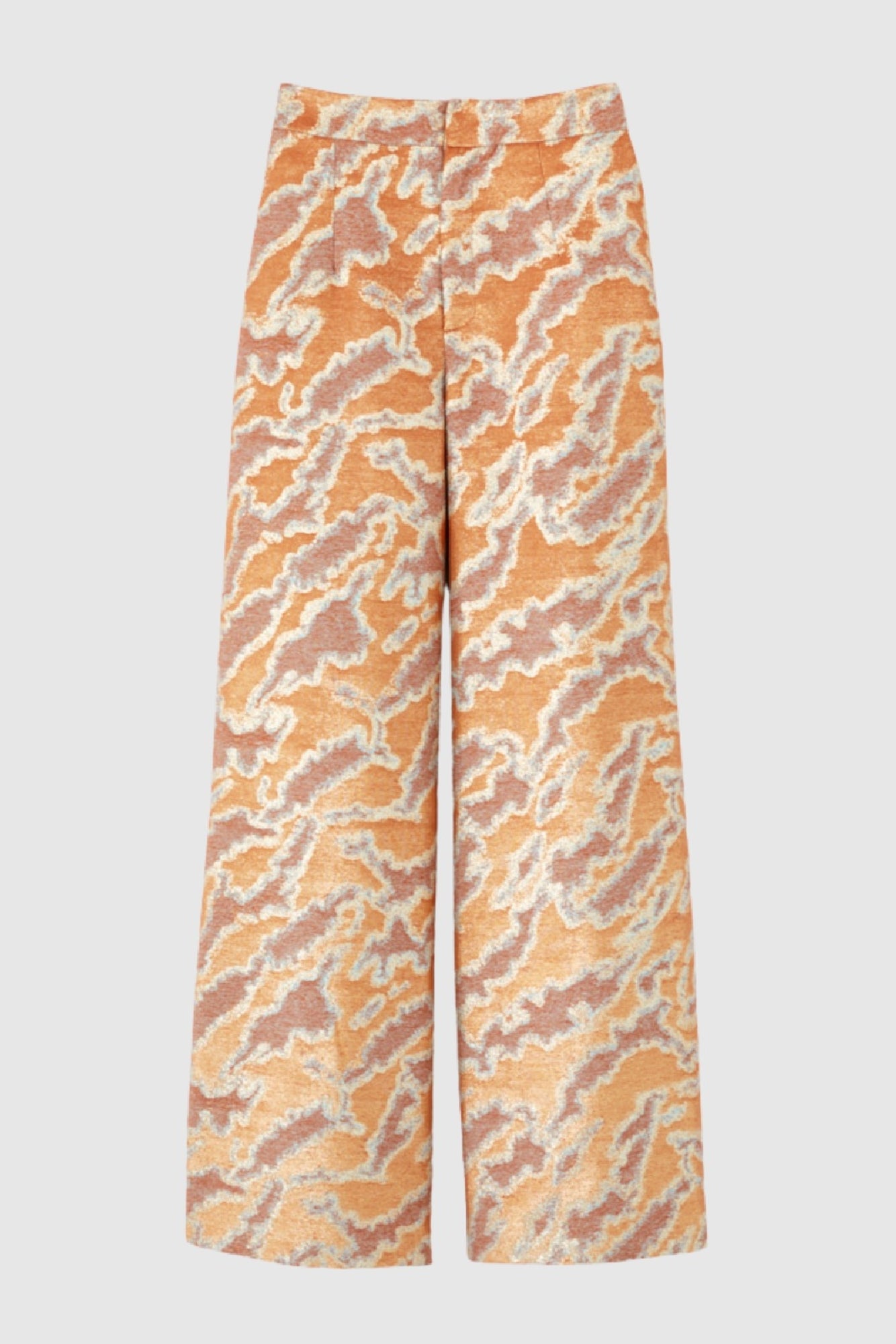 GOLDEN RUST LENORE ABSTRACT GLITTERS pantalon large en jacquard