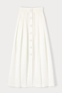 Jupe longue Irving texturée à boutons - White