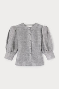 Blouse Jasper à manches bouffantes à fines rayures - Grey