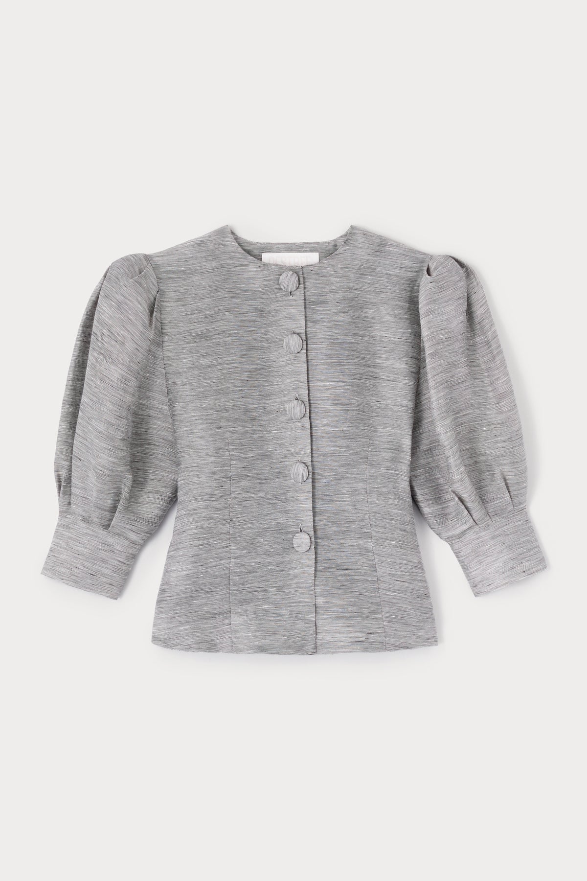 Blouse Jasper à manches bouffantes à fines rayures - Grey