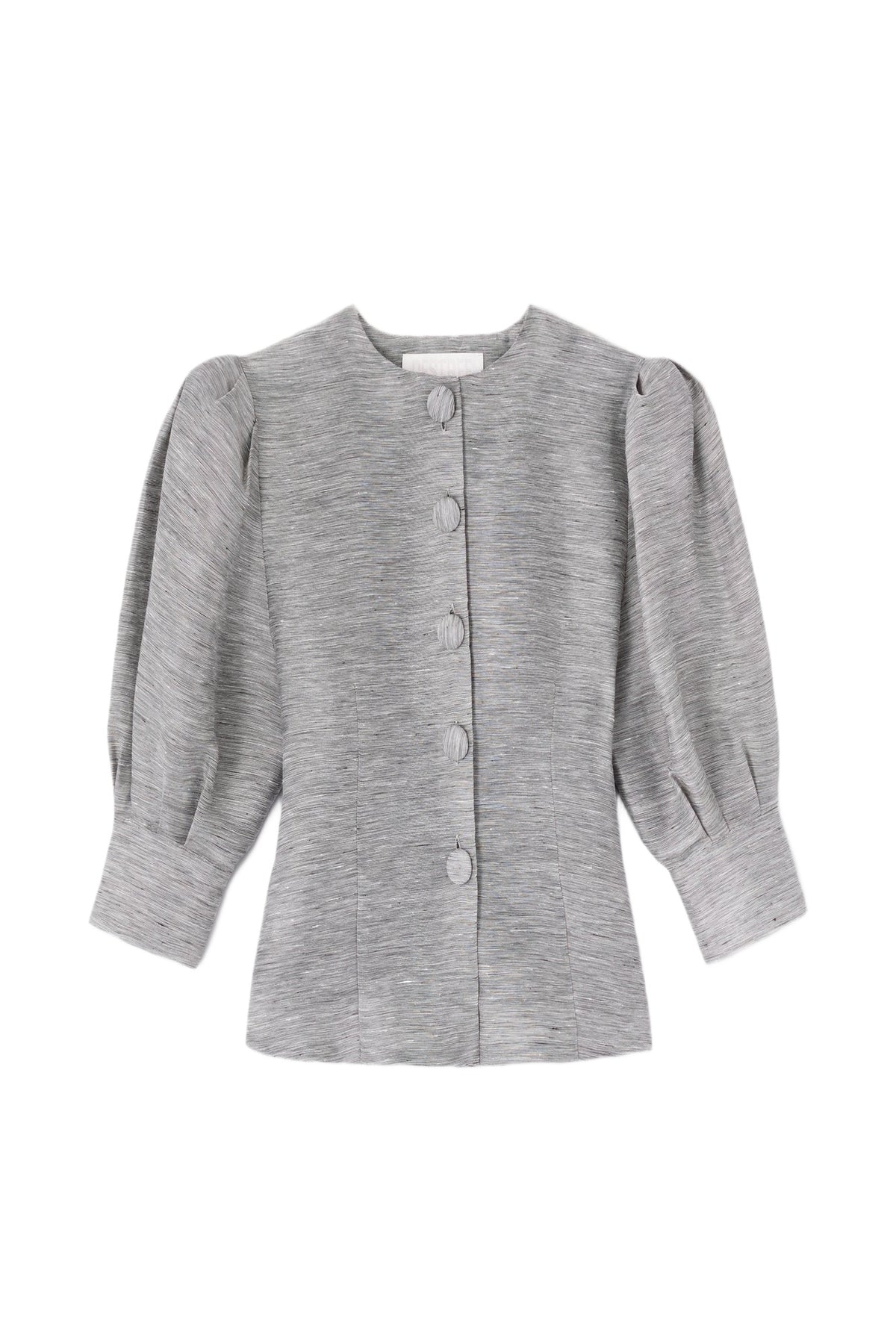 Blouse Jasper à manches bouffantes à fines rayures - Grey