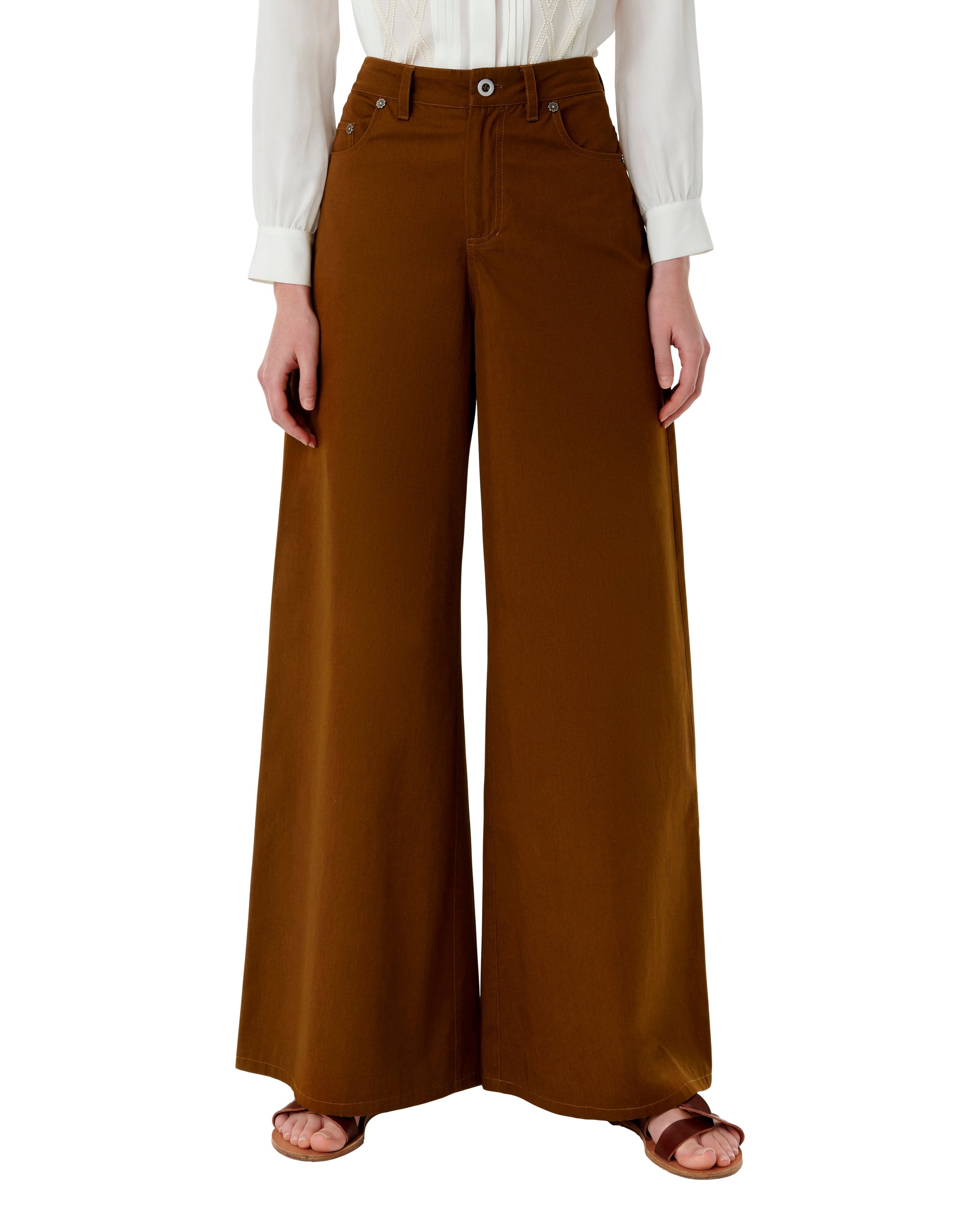 Nadia wide-leg trousers - Tobacco