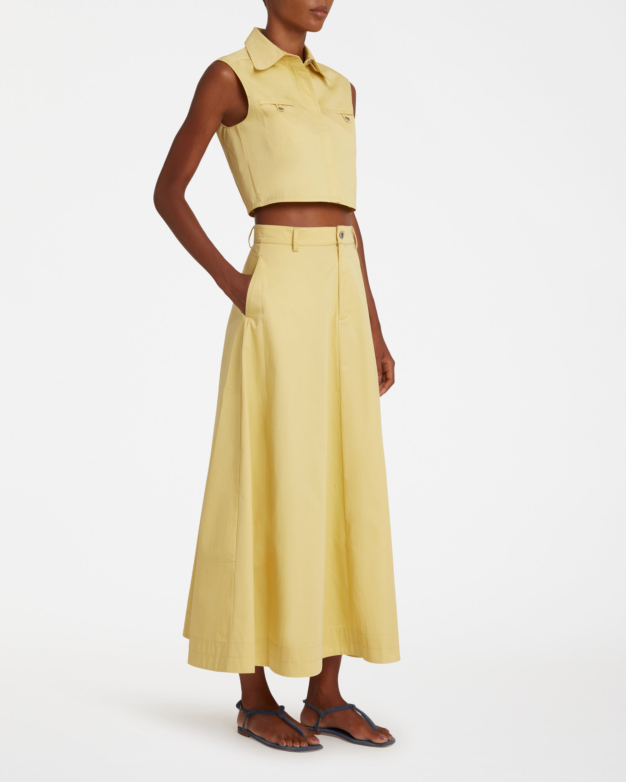 Caterina sleeveless crop top - Custard