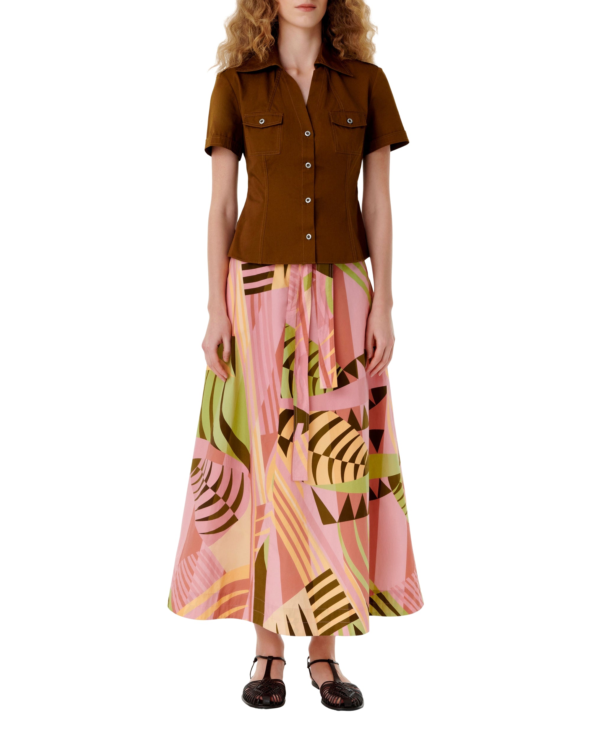 Selena short-sleeved shirt - Tobacco