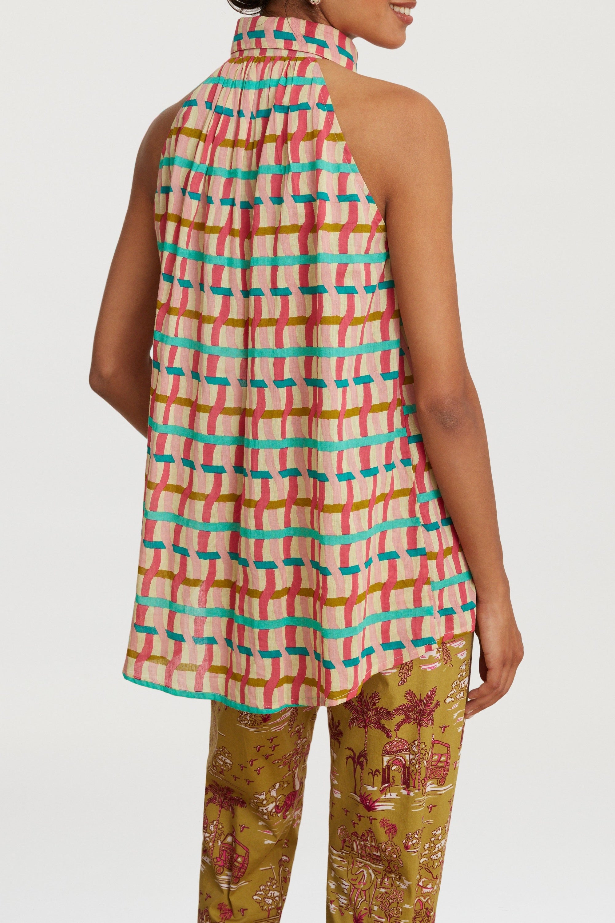 Button-up cotton Ava top - Pink