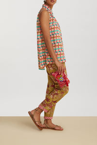 Button-up cotton Ava top - Pink