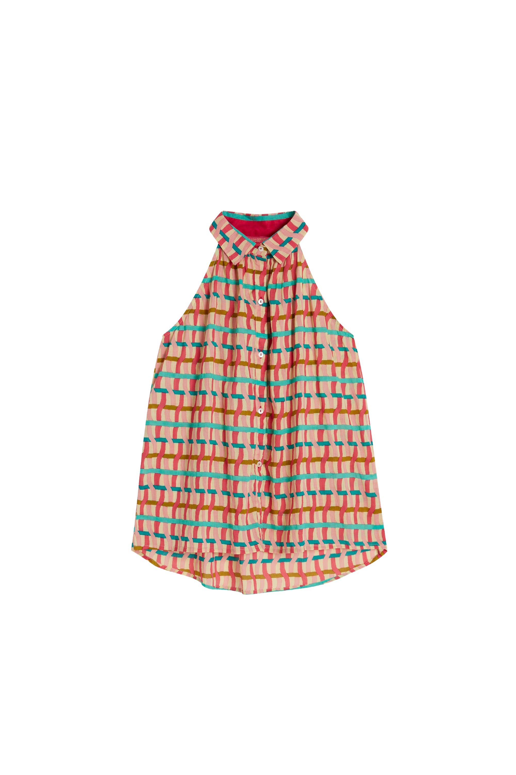 Button-up cotton Ava top - Pink