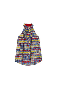 Button-up cotton Ava top - Blue