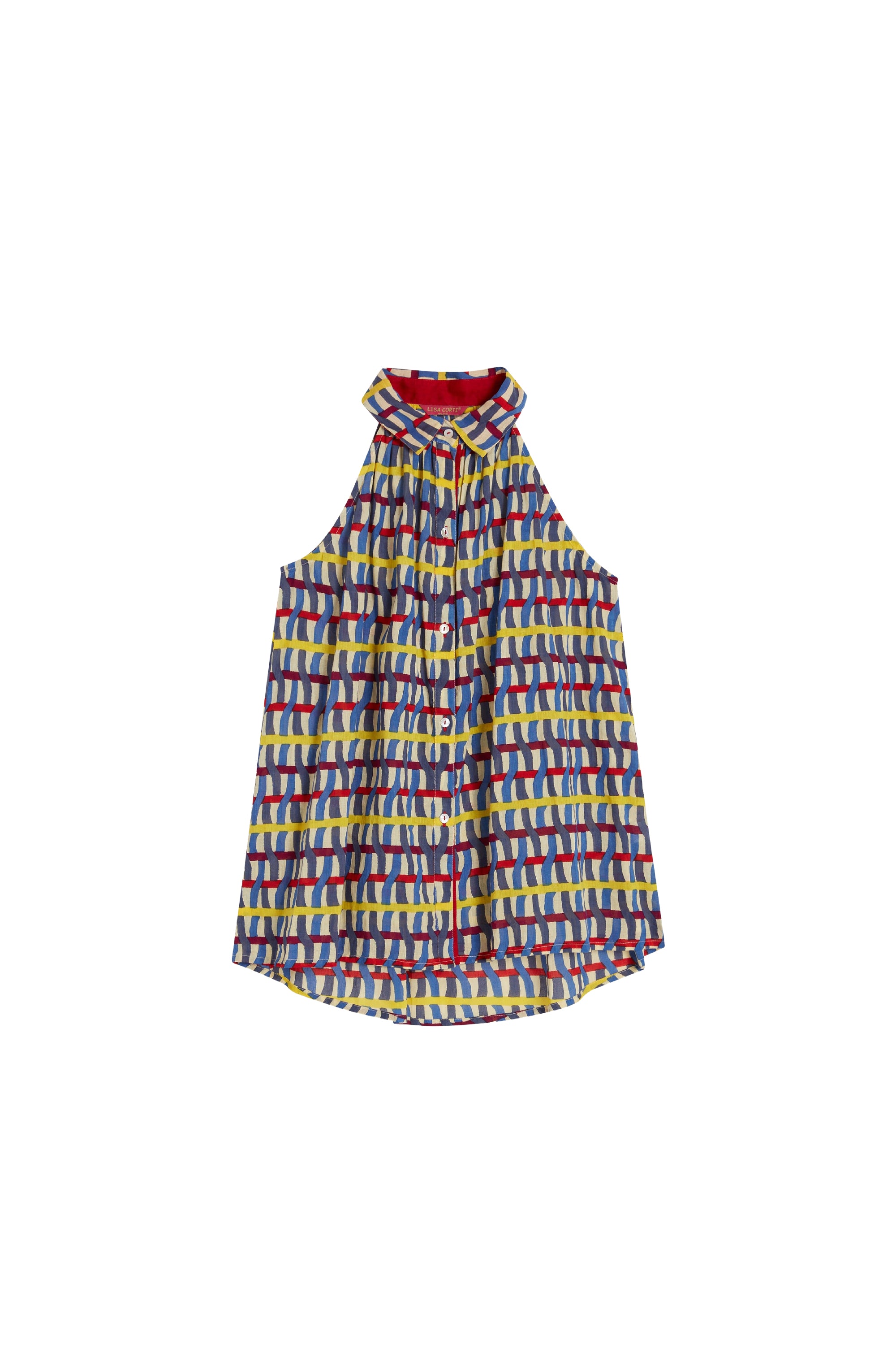 Button-up cotton Ava top - Blue