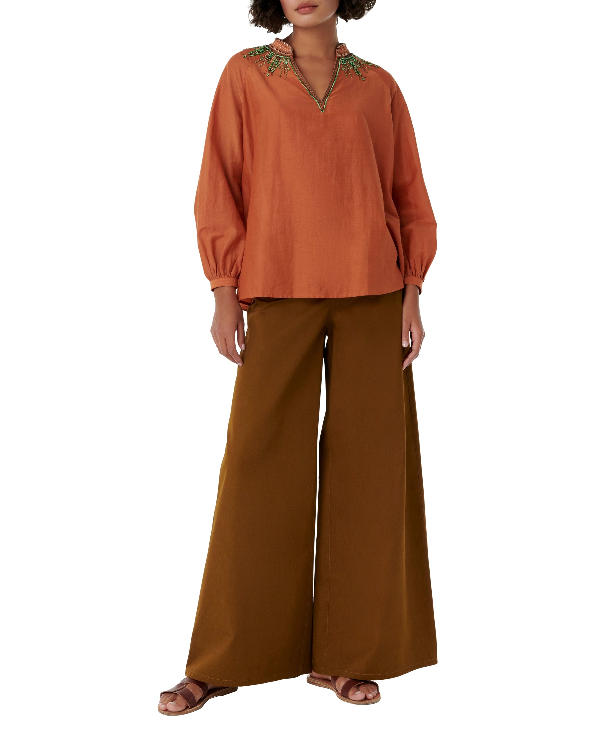 Nadia wide-leg trousers - Tobacco