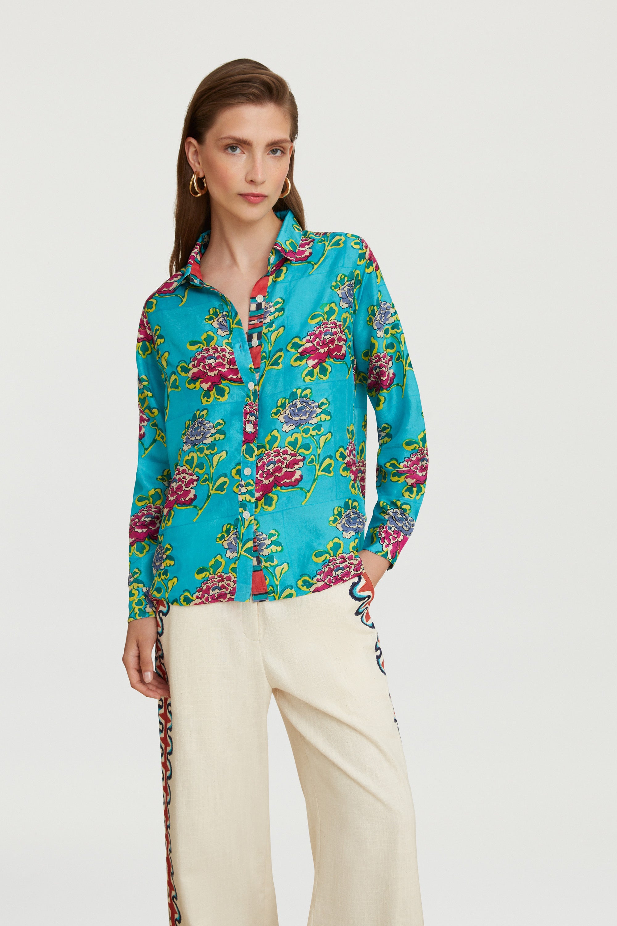 RECO PRIX : 190 // Bella Shirt Humayums Flower Turquoise
