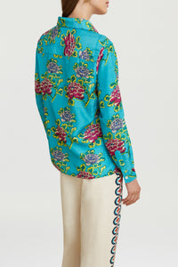 Bella long-sleeved silk shirt - Blue