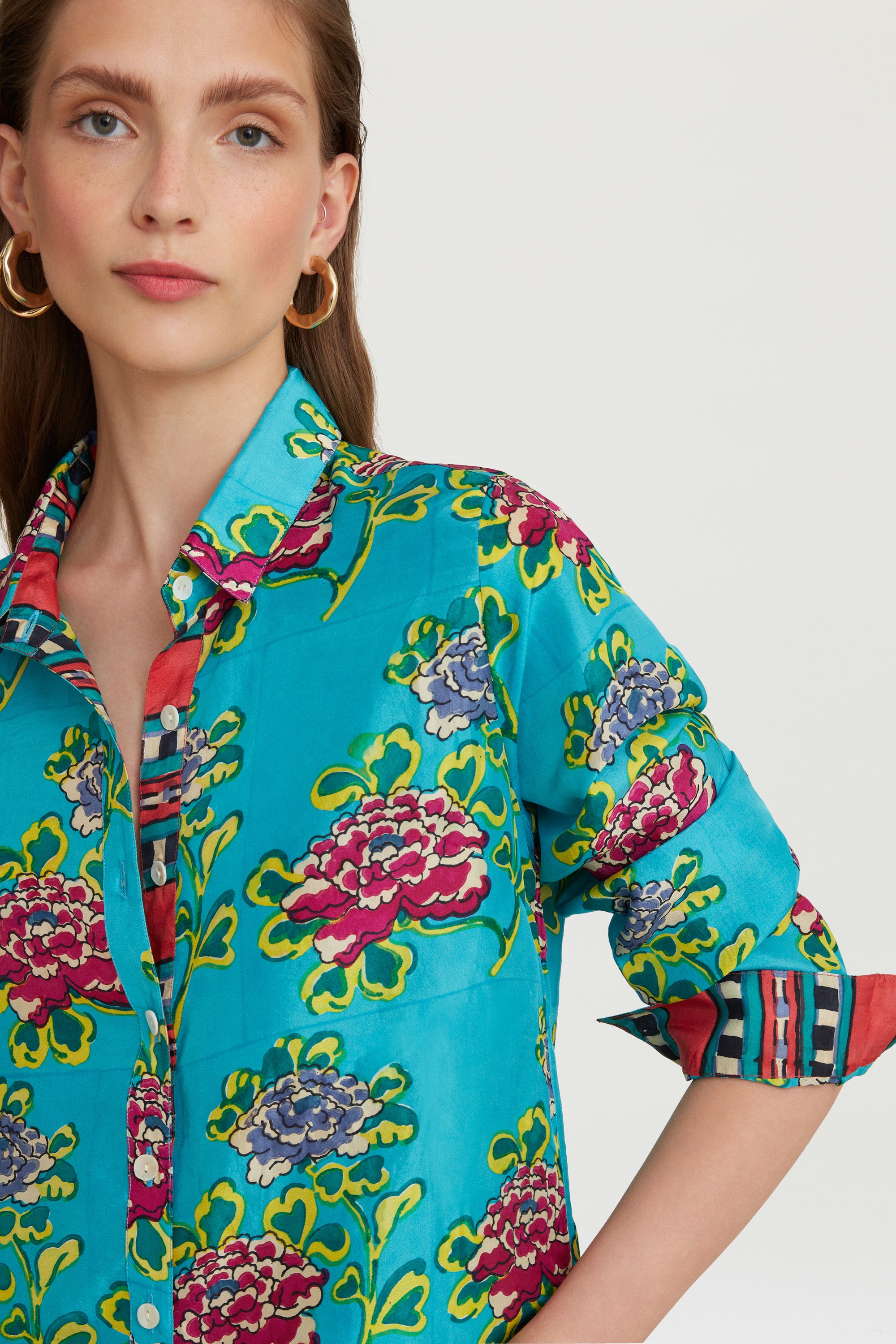 RECO PRIX : 190 // Bella Shirt Humayums Flower Turquoise