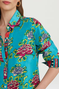 Bella long-sleeved silk shirt - Blue