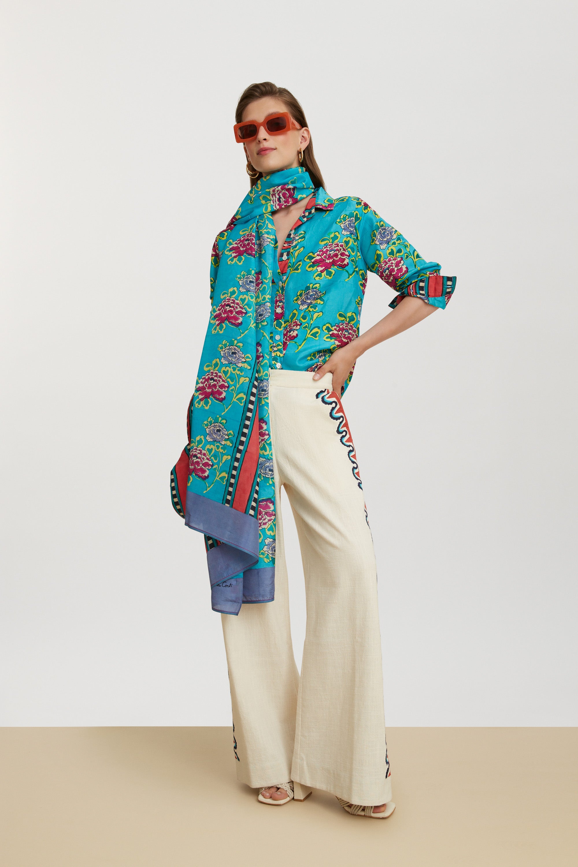 RECO PRIX : 190 // Bella Shirt Humayums Flower Turquoise