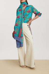 Bella long-sleeved silk shirt - Blue