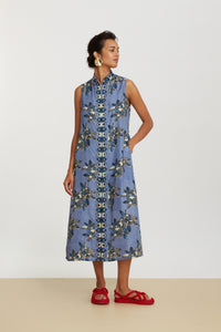 RECO PRIX : 232,5 // Benares Long Gilet Indigo Blues Plumbago