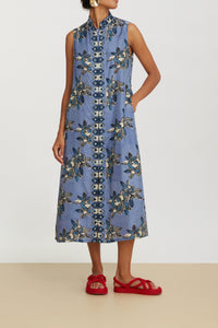 Benares long silk waistcoat - Blue