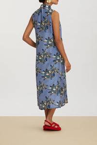 Benares long silk waistcoat - Blue