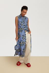 RECO PRIX : 232,5 // Benares Long Gilet Indigo Blues Plumbago