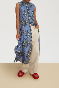 Benares long silk waistcoat - Blue