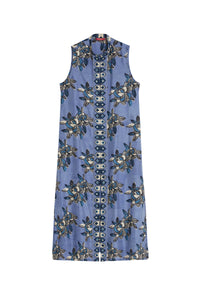 Benares long silk waistcoat - Blue