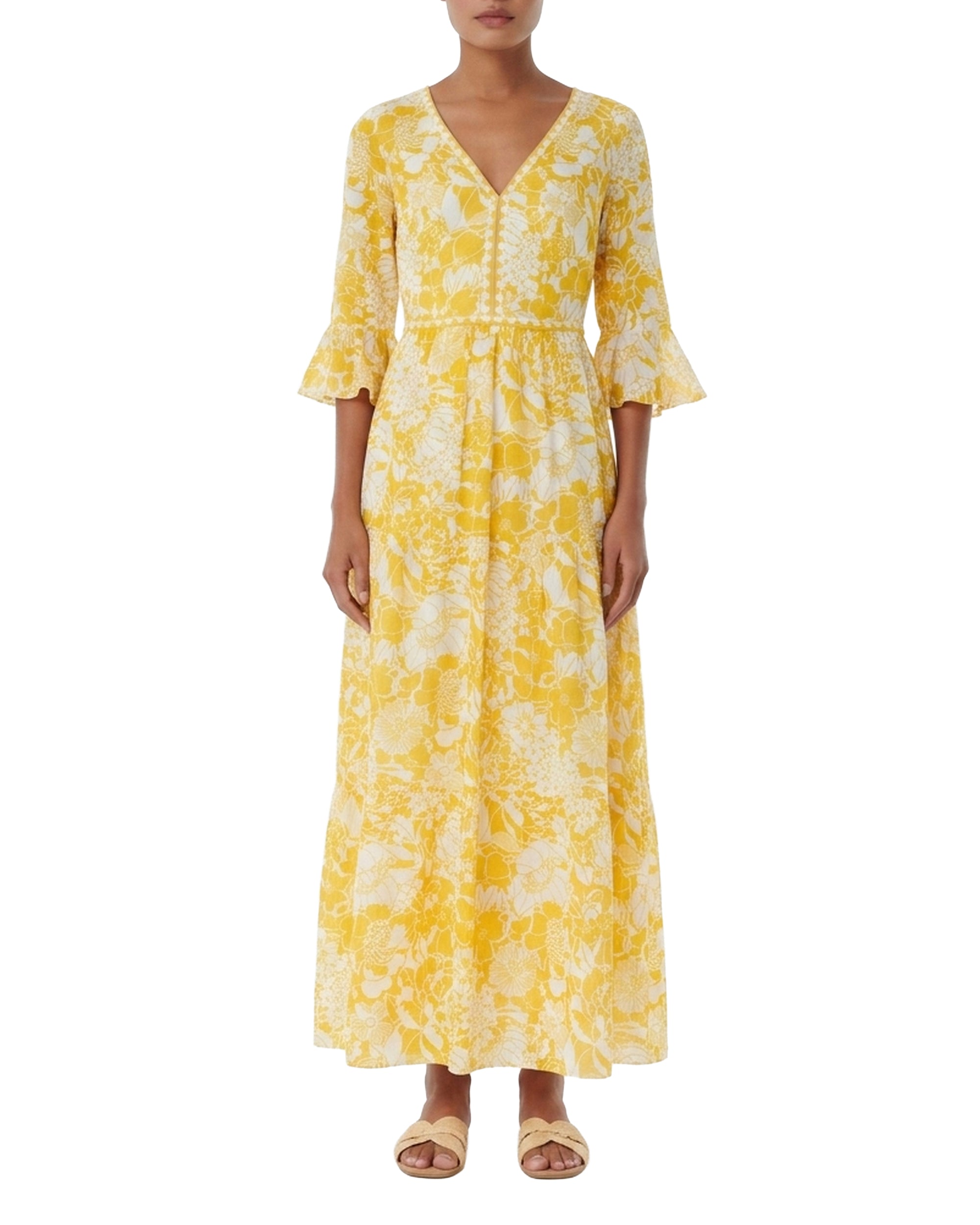 V-neck maxi dress - Yellow