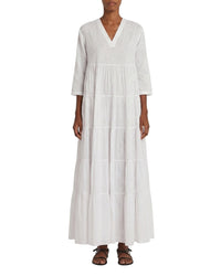 Caftan long à col V - White